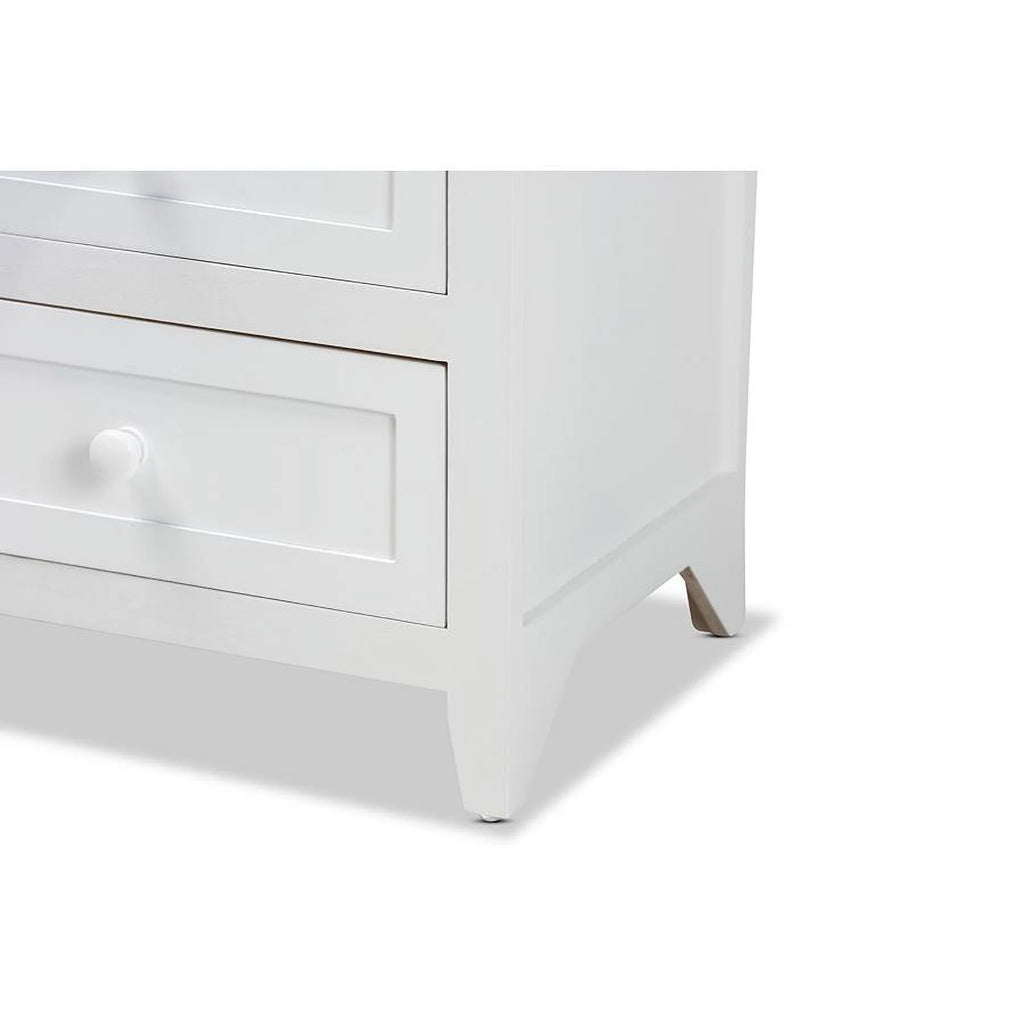 White Finished Wood 2-Drawer Nightstand W75411