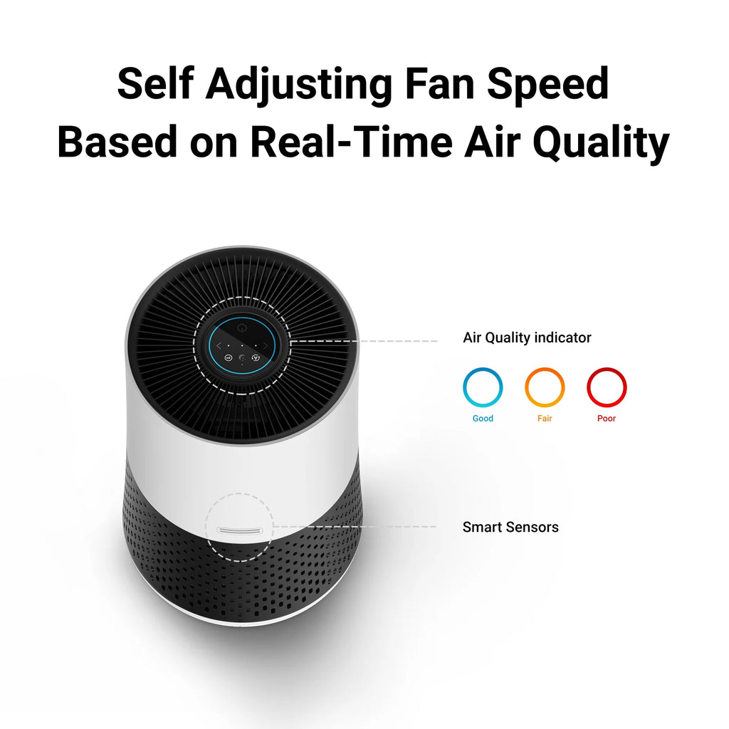 White Charcoal Grey 4-Stage True HEPA Tower Air Purifier C6036