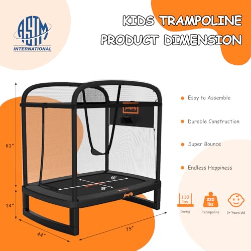 6FT Rectangle Trampoline with Swing & Basketball Hoop T8397