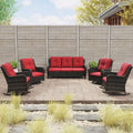 5 Pieces Patio Furniture Set with 3-Seat Sofa and Swivel Rocking Chairs, Red U271818