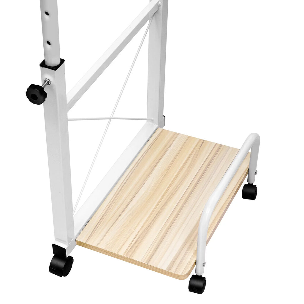Wood Height Adjustable Mobile Computer Desk with Wheels M876421