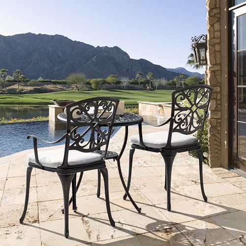 3 Piece Cast Aluminum Bistro Set with Umbrella Hole U209