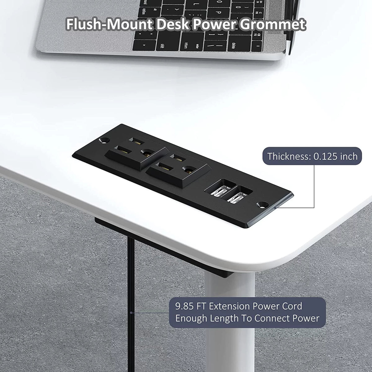 Recessed Power Strip with USB, 2 AC Outlets & 2 USB Ports E79072
