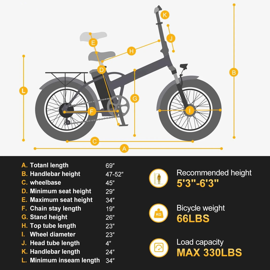 500W Foldable 20 x 4.0 Fat Tire Electric Bike N2728