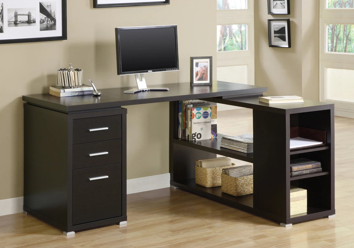 Coffee Brown L-Shaped Computer Desk M64341