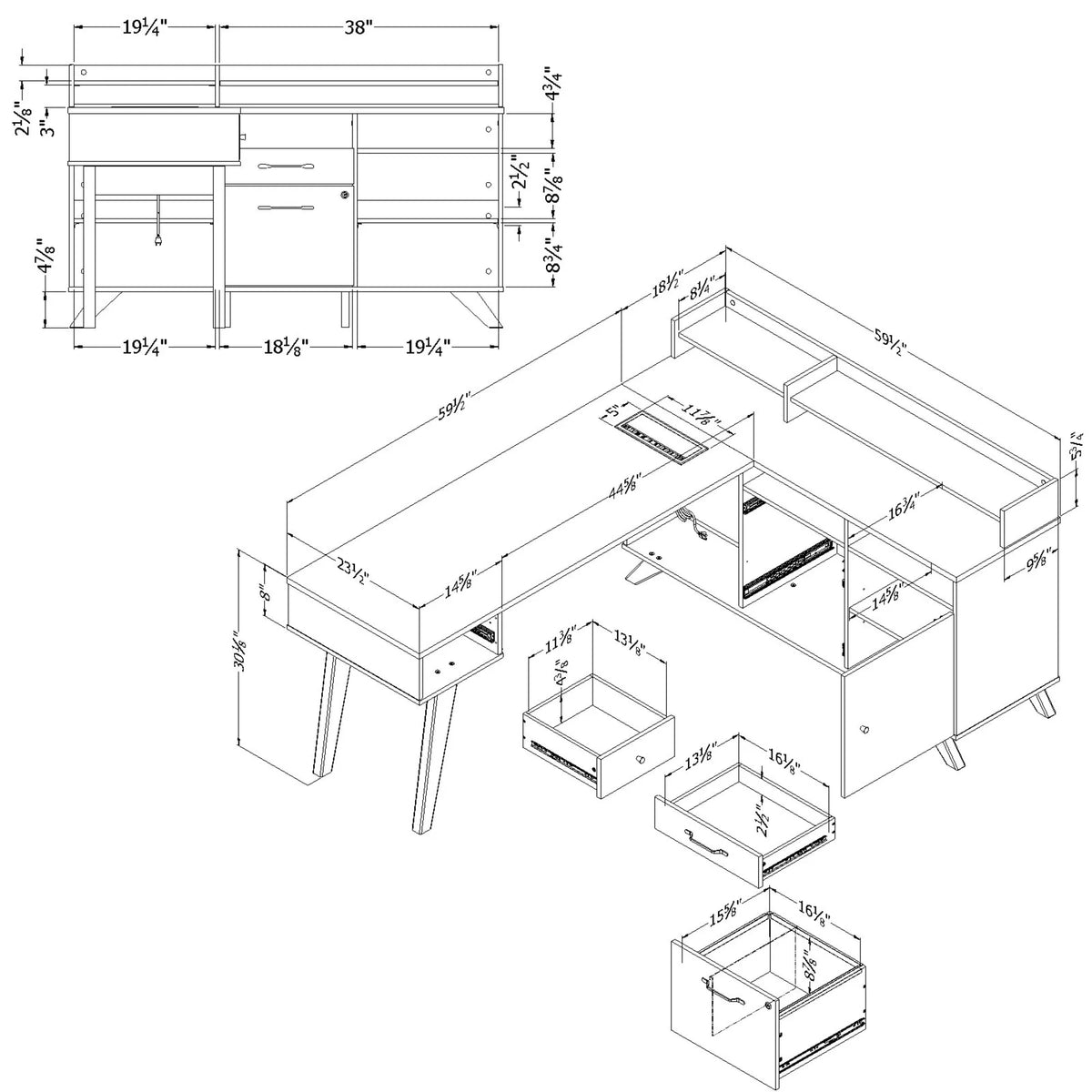 L-Shaped Desk with Power Bar S779400