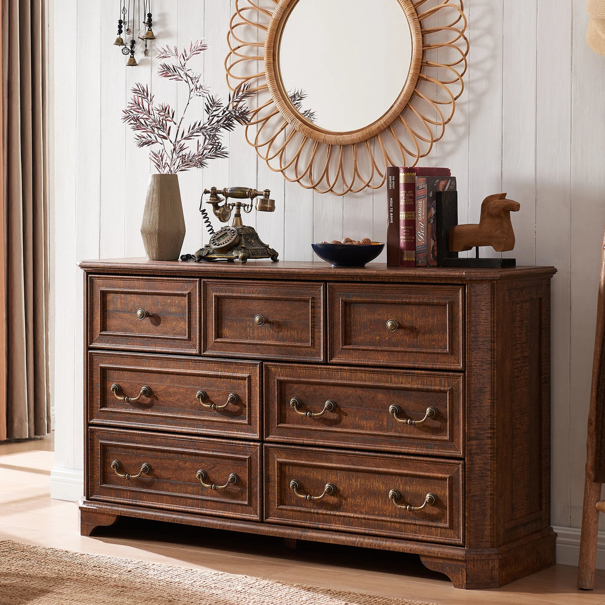 Brown 7 Drawer Wood Dresser Z109886