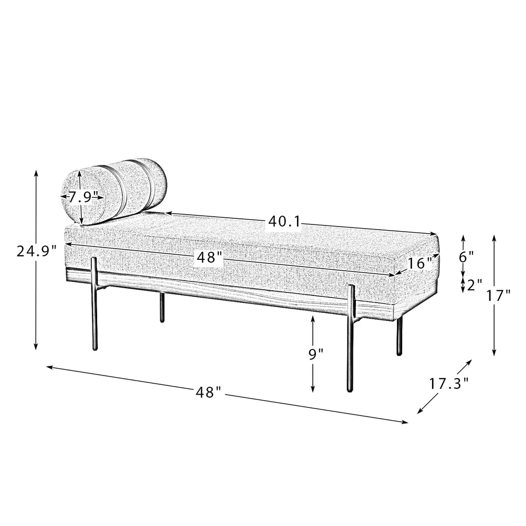 Grey Bedroom Bench with One Pillow Y903