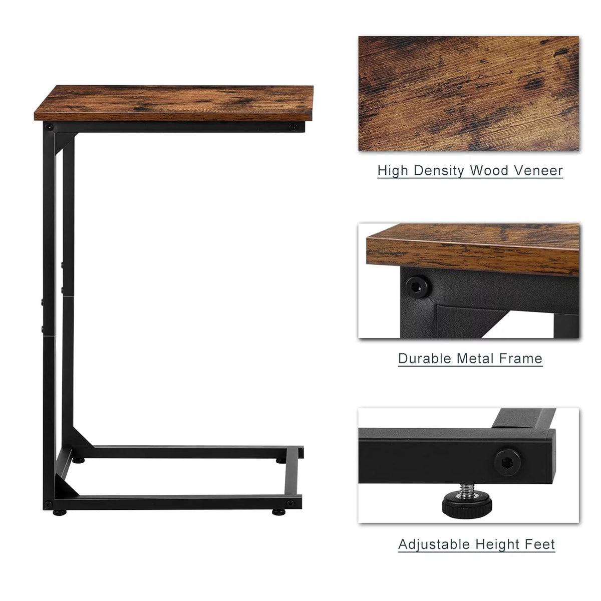 C Shape Side Table Set of 2 Brown S959