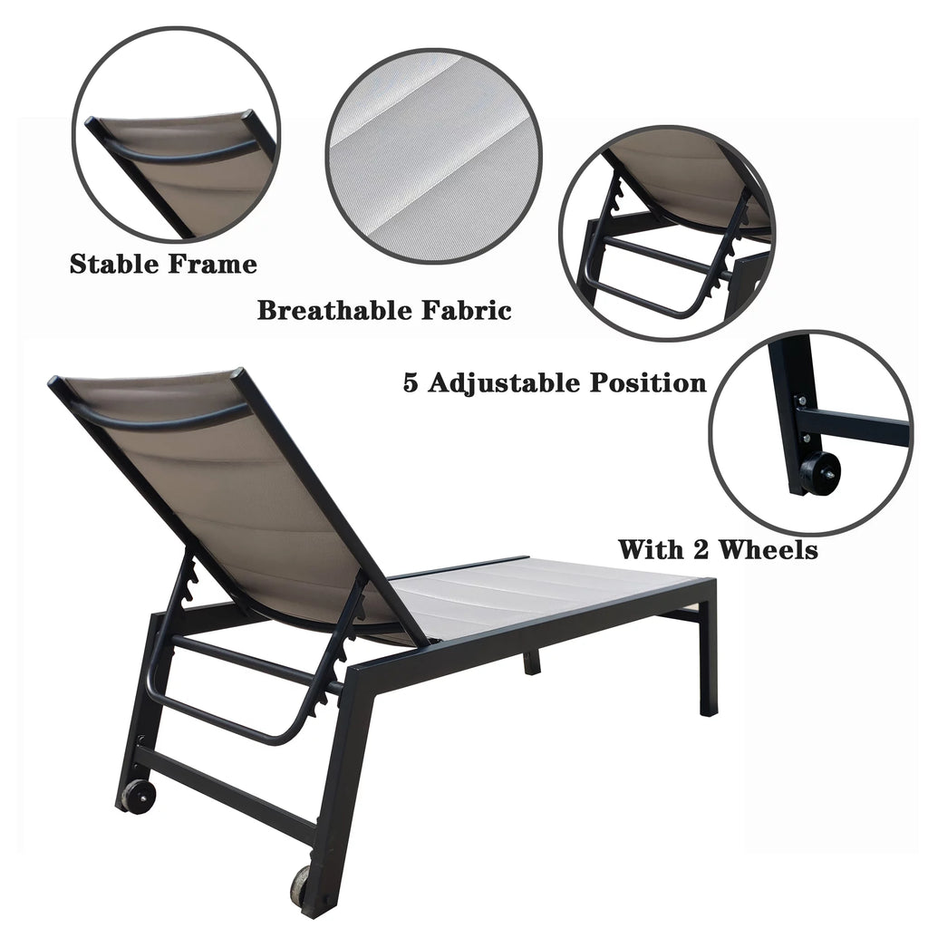 Five-Position Adjustable Aluminum Chaise Lounge Chair T983