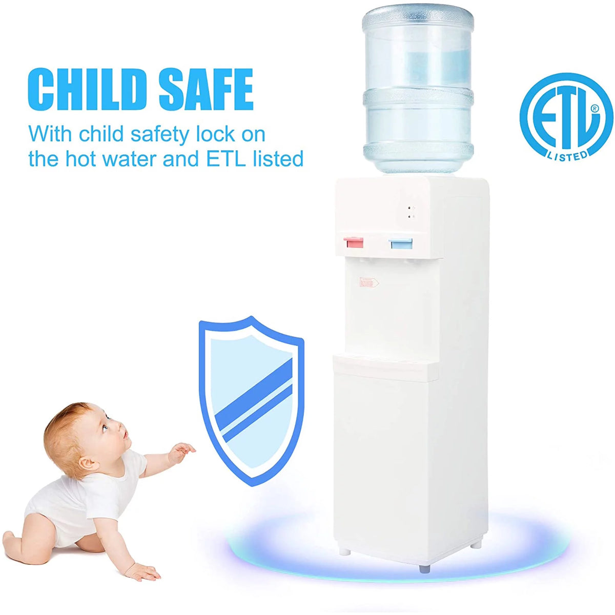 Top Loading Hot/Cold Water Dispenser with Child Safety Lock, White W506