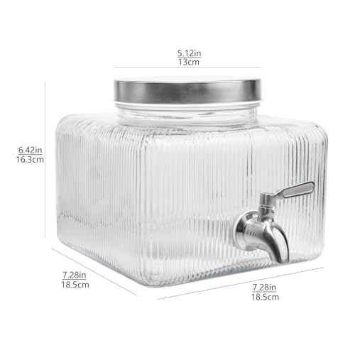 1 Gallon Glass Drink Dispenser with Stand, 2 Pack Z198342