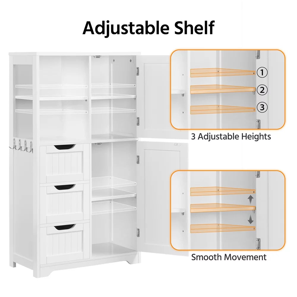 White 3 Drawer Wooden Bathroom Storage Cabinet M15469