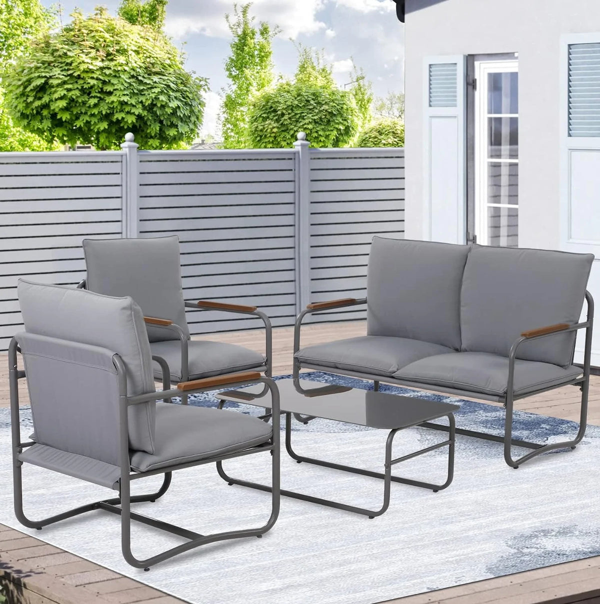 4 Piece Metal Outdoor Conversation Set with Cushions G937191