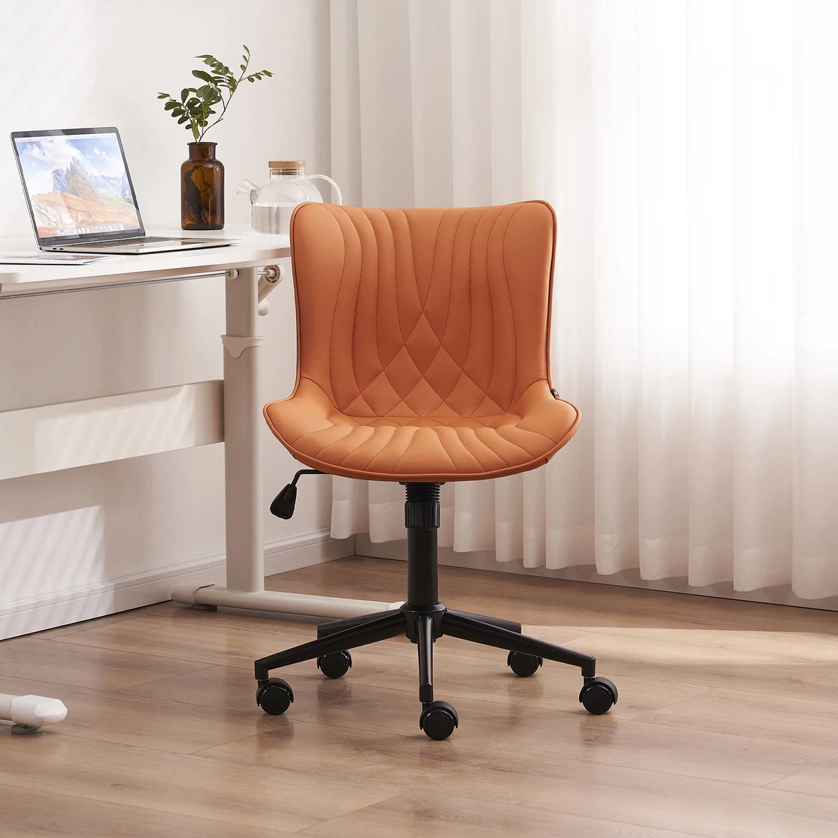 Camel Adjustable Rocking PU Office Chair with Wheels M6067