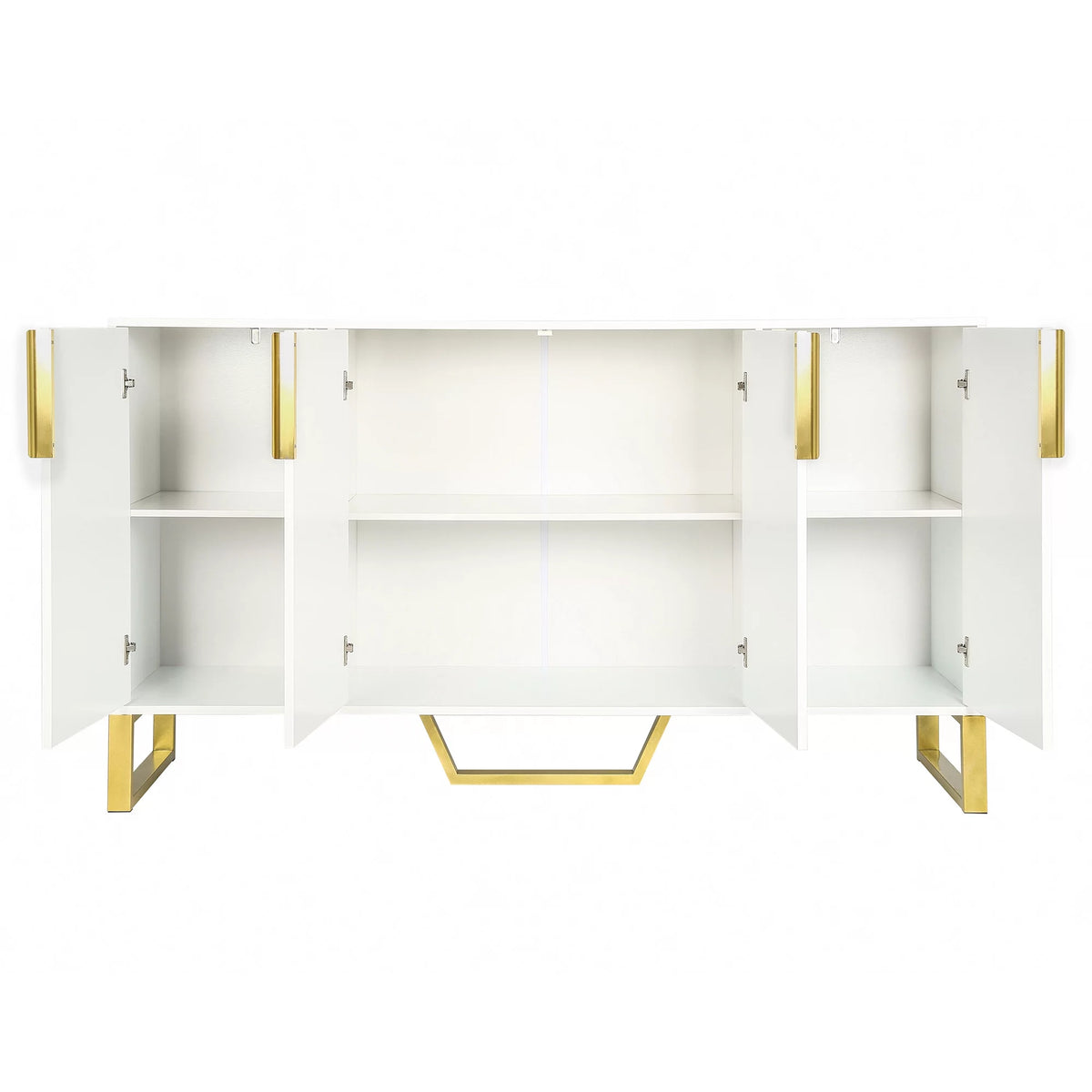 White 4 Door Buffet Sideboard with Metal Legs O54925