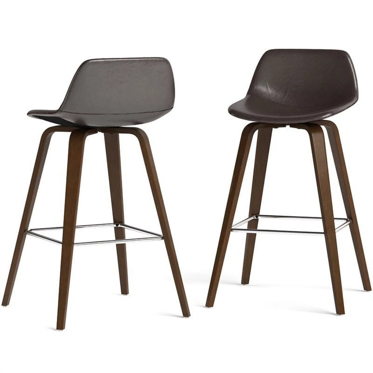 Brown Faux Leather Counter Stool Set of 2 F613