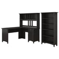 60W L Shaped Desk with Hutch and Bookcase K133