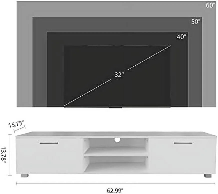 Modern 2 Cabinet Wood TV Stand for 65 inch TV D973981