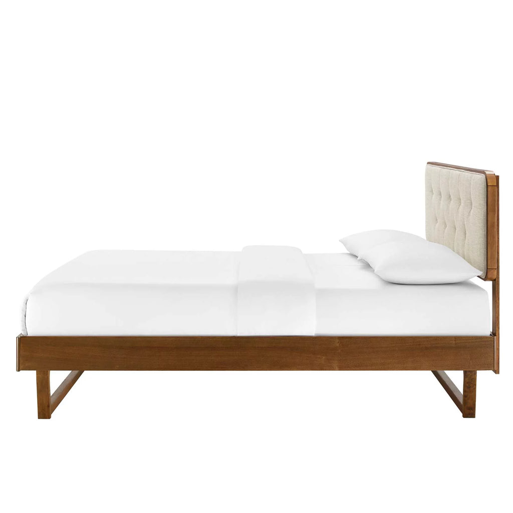 Full Size Wood Brown Walnut Platform Bed Frame W549