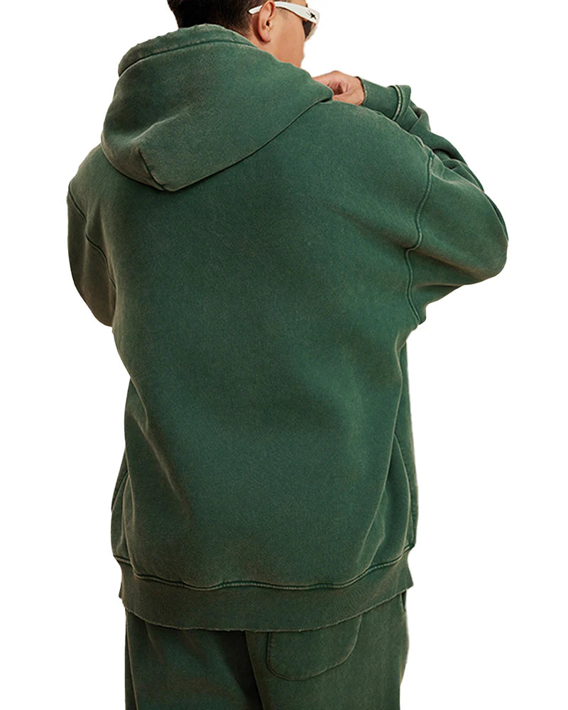 Oversized Acid Wash Hoodie Pullover V3984