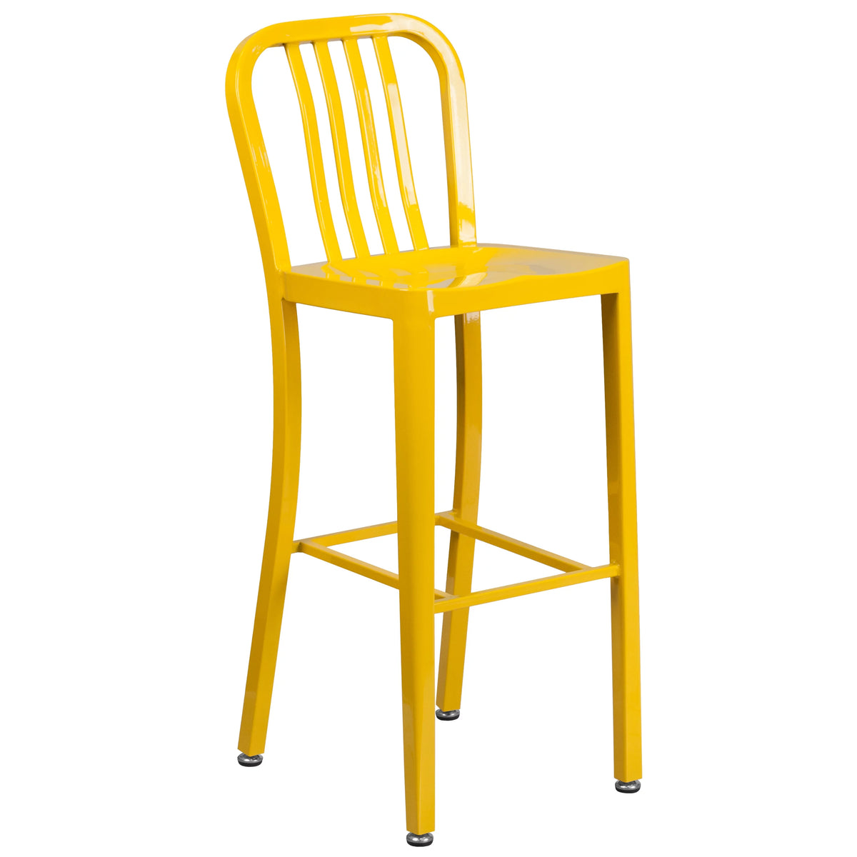 24" Round Yellow Metal Indoor-Outdoor Bar Table Set with 2 Stools E1834