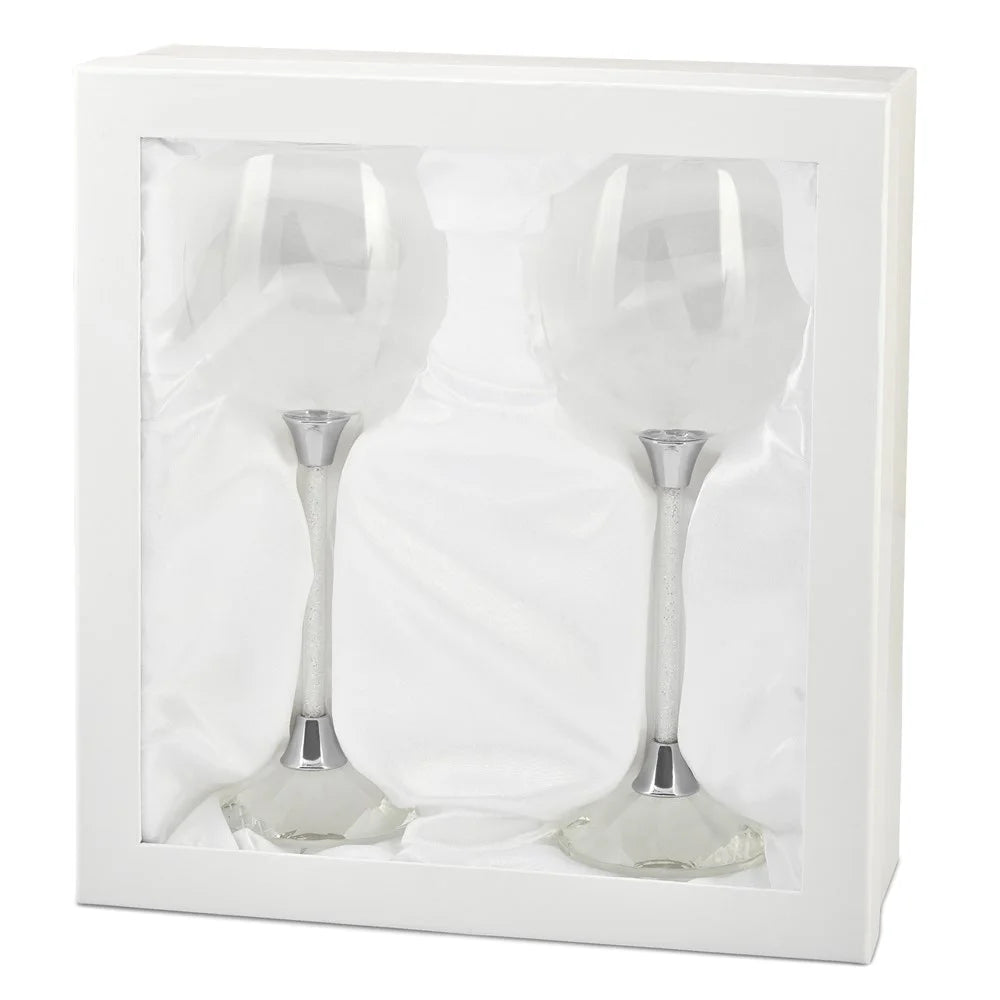 Set of 2 Wine Glasses with Crystal-filled Stems G796