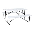 White Plastic Folding Picnic Table with Benches I3262