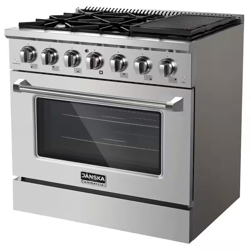 5.2 cu. ft. 6-Burner Gas Range with Convection Oven and Griddle in Stainless Steel Y691