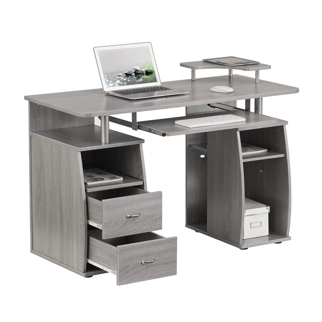 Grey Computer Workstation Desk with Storage N51314