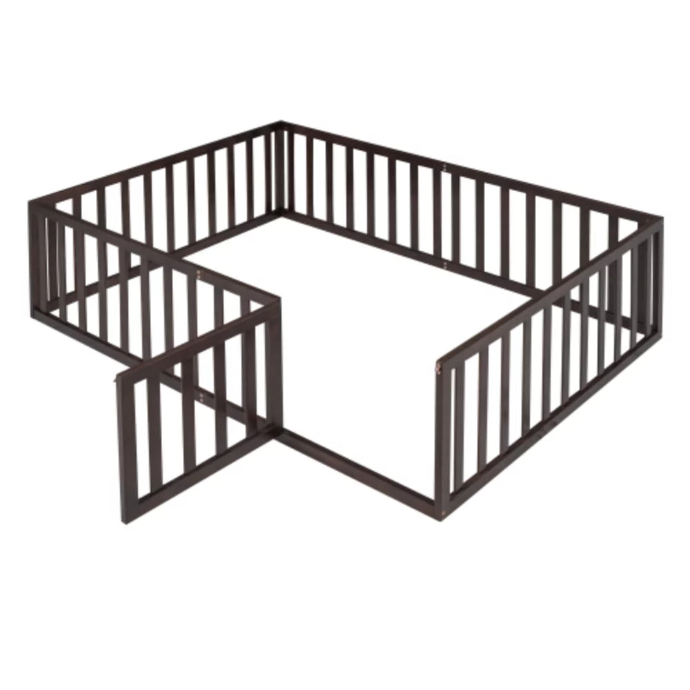 Full Size Walnut Wood Daybed Frame with Fence Z940
