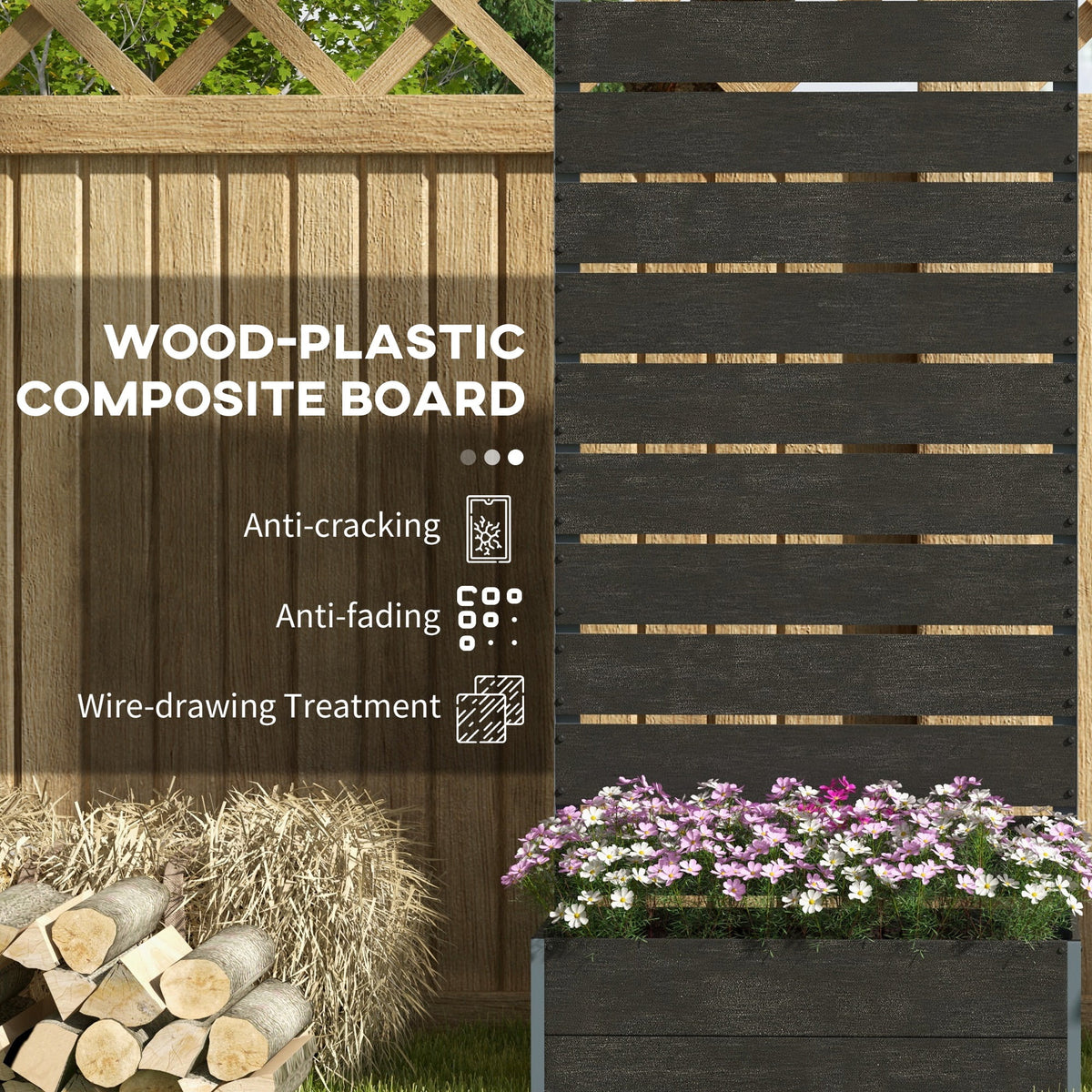 Black Raised Garden Bed with Trellis G20975