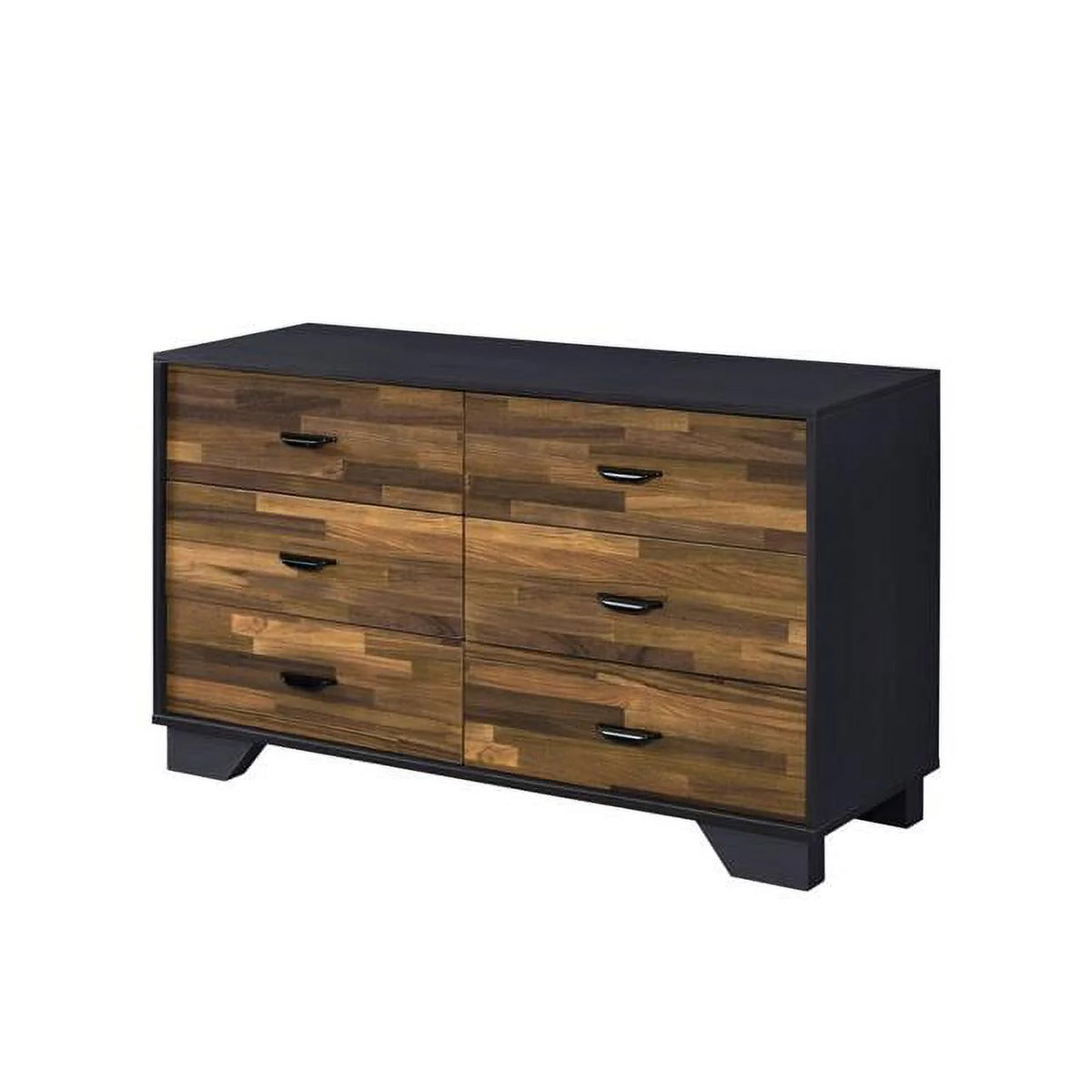Walnut Black Manufactured Wood Six Drawers Double Dresser X803618