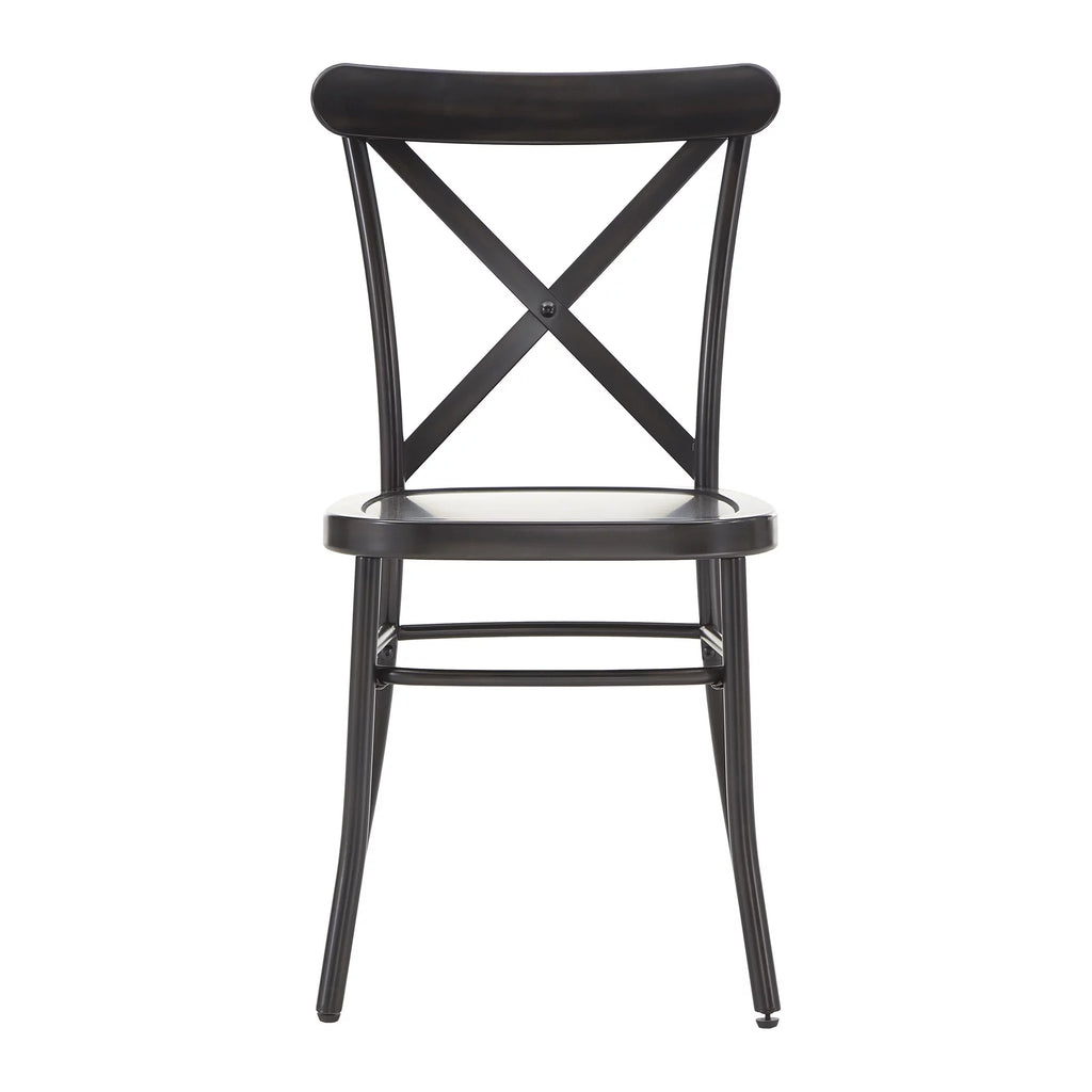 Antique Black Metal Dining Chairs Set of Two X581370