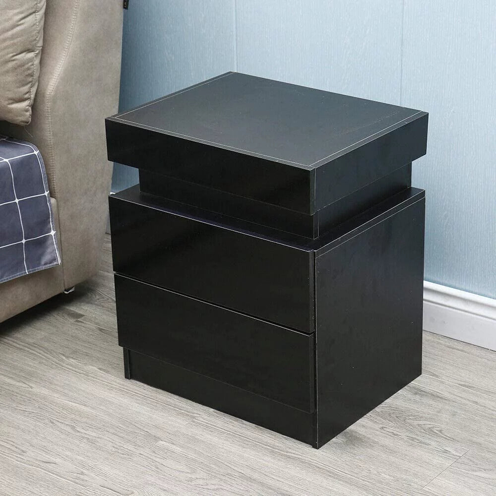 Black High Gloss 2 Drawer Bedside Table H733797
