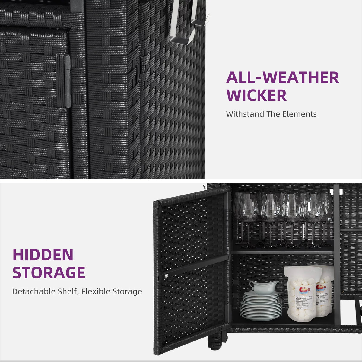 43'' Propane Fire Pit Table 60,000 BTU Wicker Rattan Base Q363598