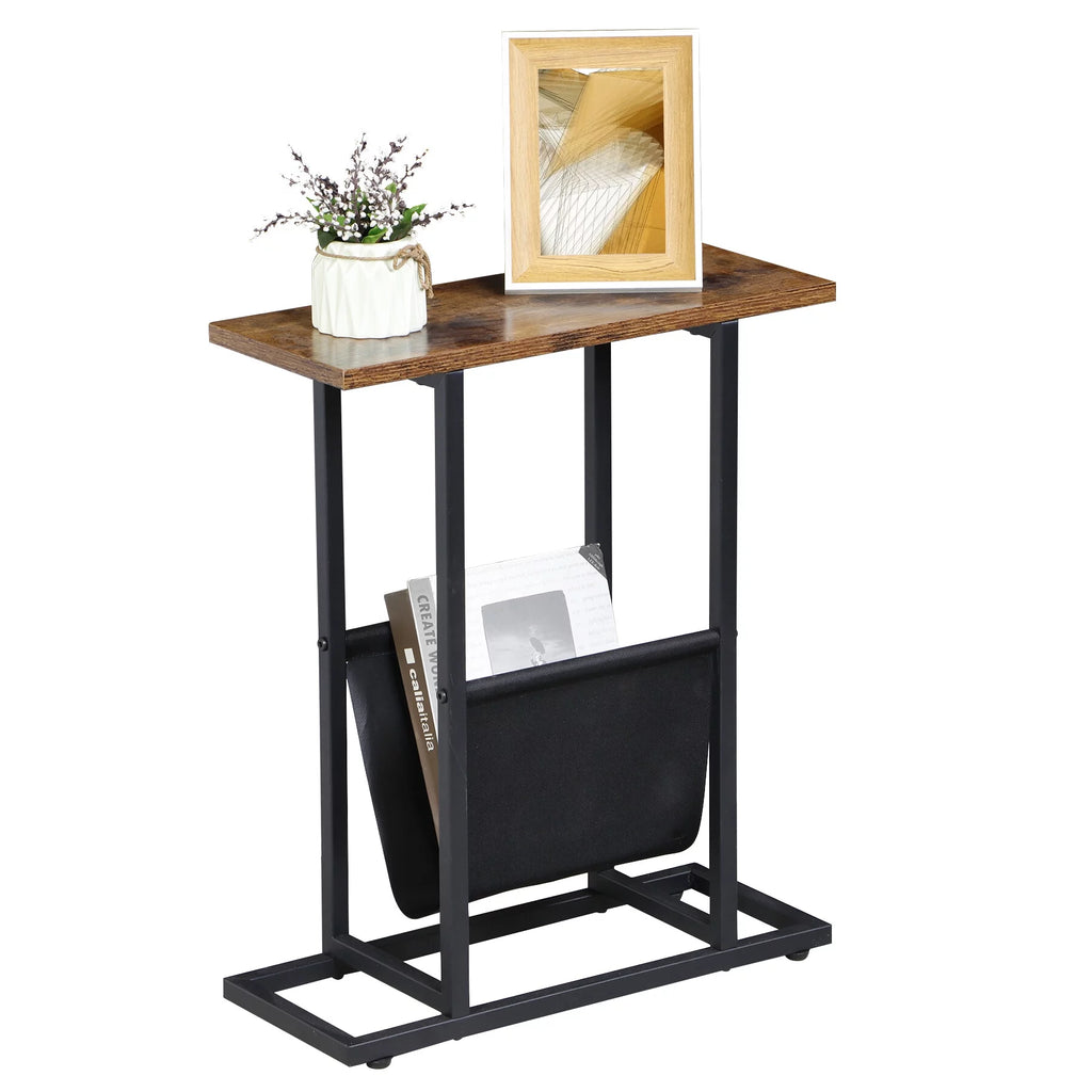 Narrow Metal Side Table with Storage Holder G634168