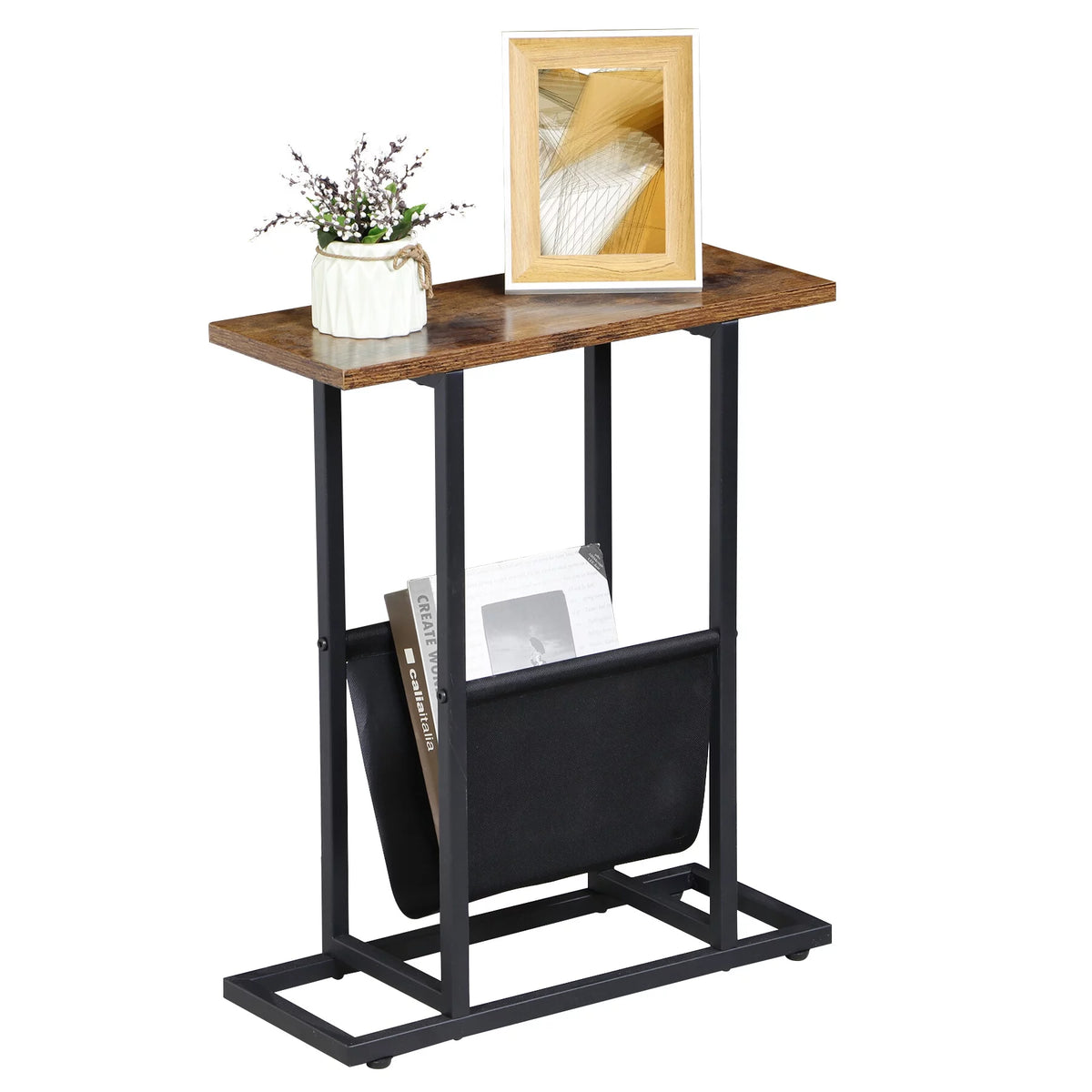 Narrow Metal Side Table with Storage Holder G634168