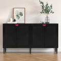 Black Rattan Storage Cabinet with 4 Doors G34717