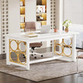 63 Inch Modern Office Desk with Gold Metal Legs P26650