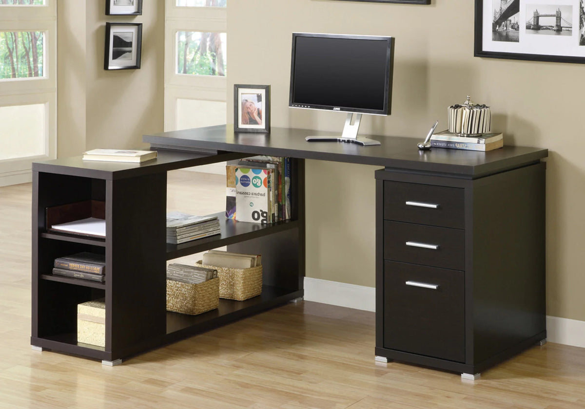 Coffee Brown L-Shaped Computer Desk M64341