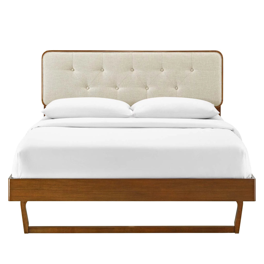 Full Size Wood Brown Walnut Platform Bed Frame W549