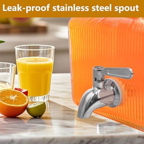 1 Gallon Glass Drink Dispenser with Stand, 2 Pack Z198342