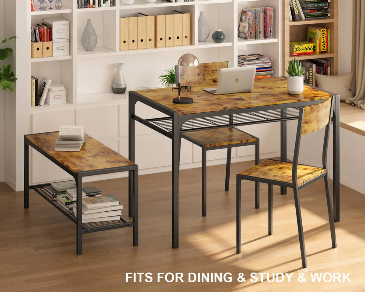 4 Piece Dining Table with 2 Chairs and Bench A99937