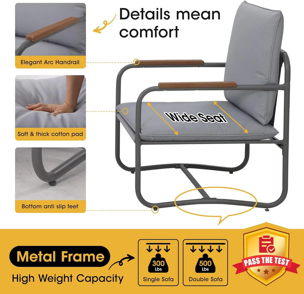 4 Piece Metal Outdoor Conversation Set with Cushions G937191