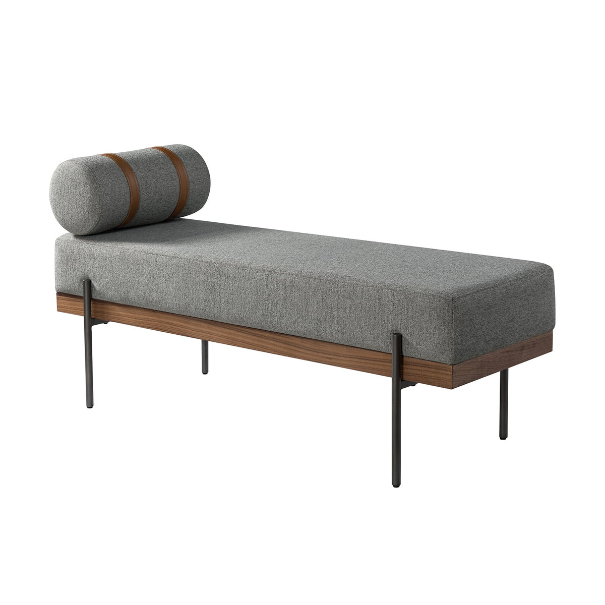 Grey Bedroom Bench with One Pillow Y903